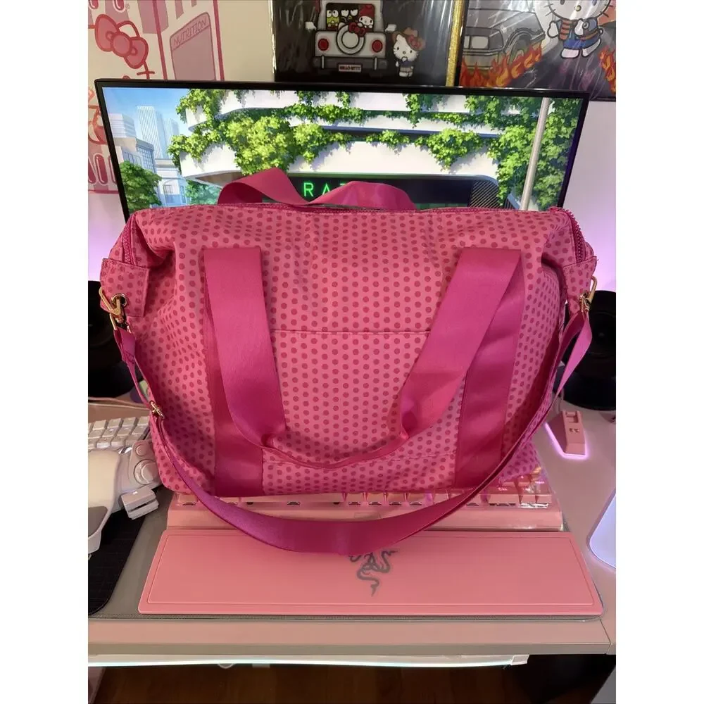 Sanrio Hello Kitty Pink Tote Travel Large Weekender Luggage Hip Bag Tag 3 Piece